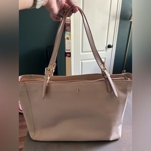 Used blush colored Tory Burch York Saffiano leather bag